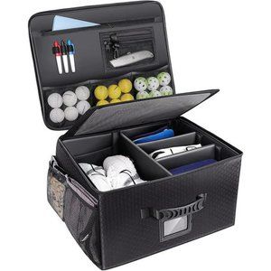 Golf Trunk Organizer Storage-Portable and Foldable Golf  Storage Locker (Black)